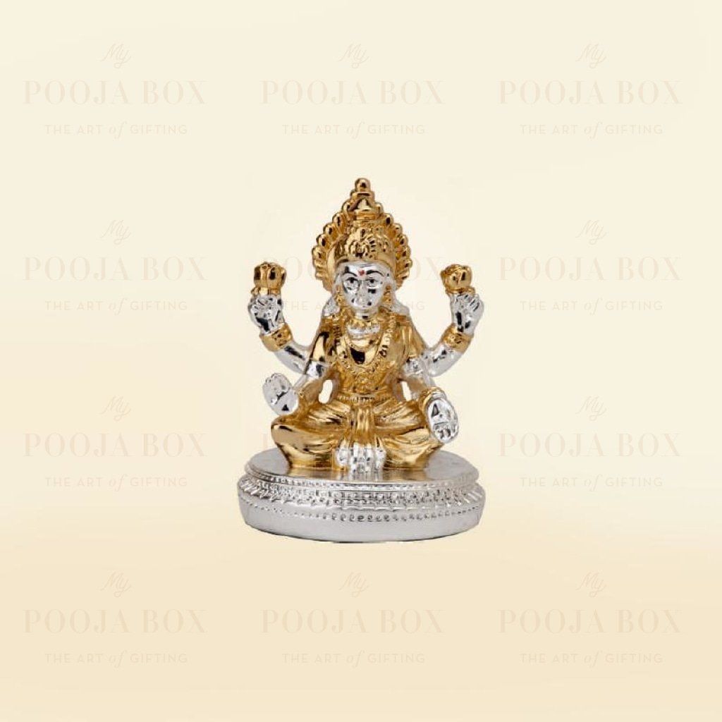Silver Plated Laxmi With Round Base Idols