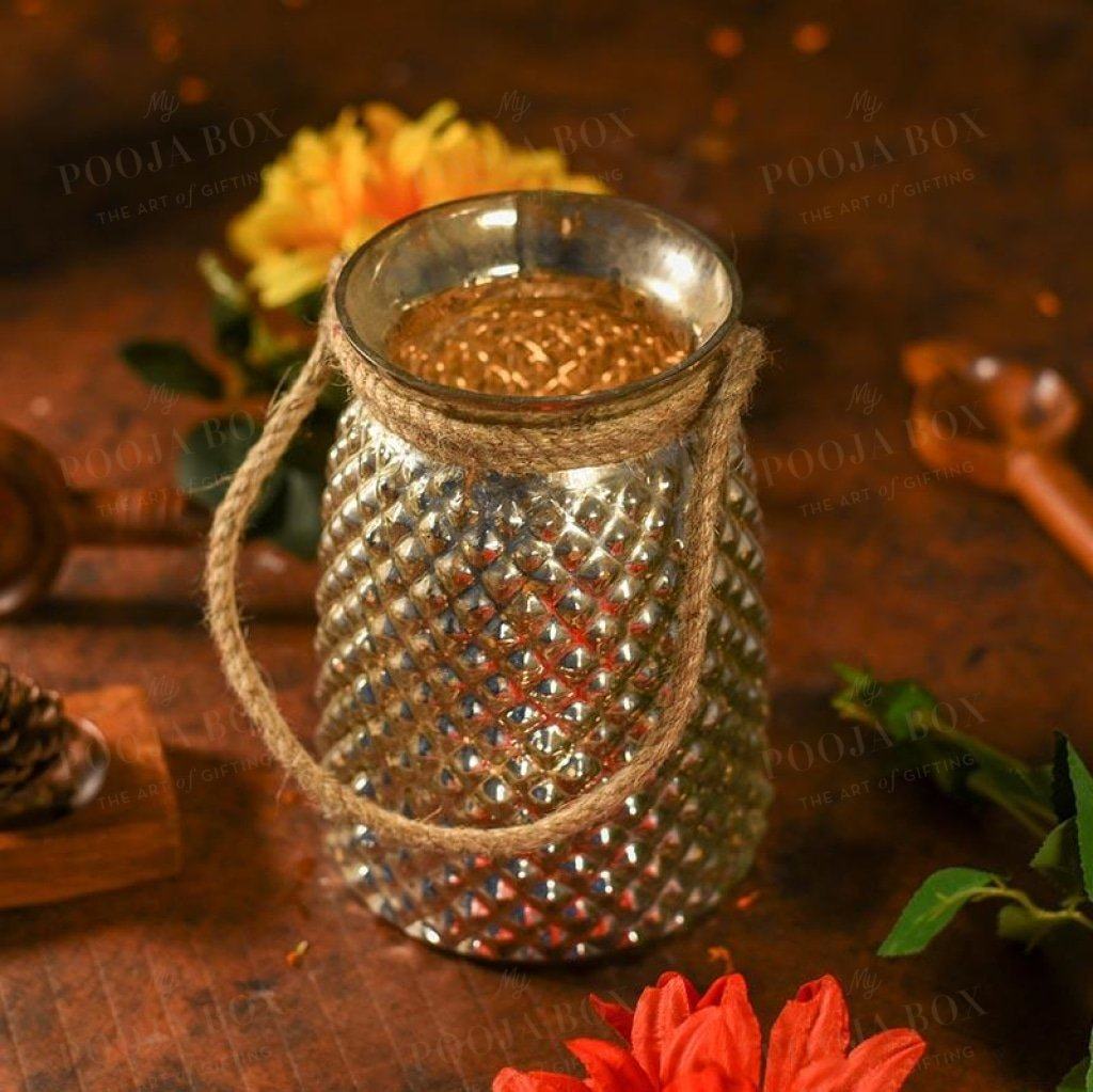 Silver Rope Jar Candle Holder