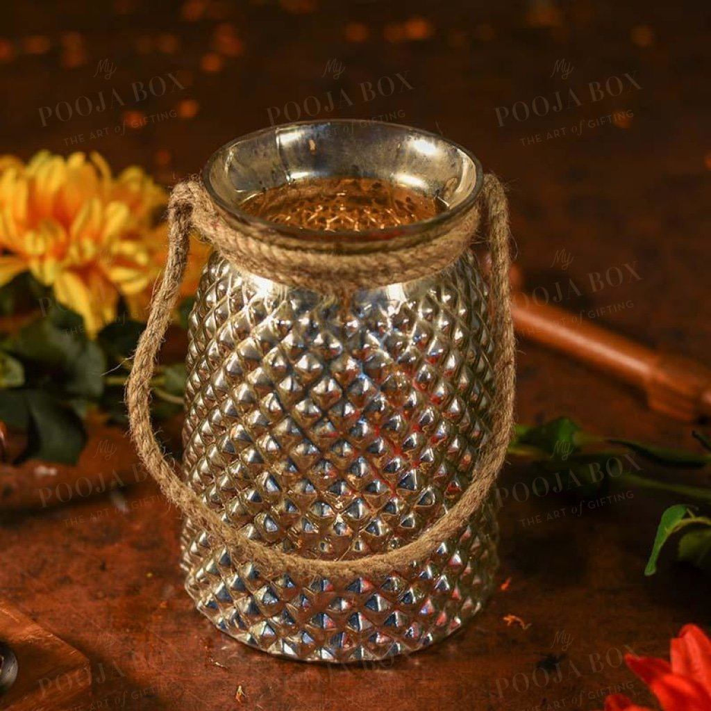 Silver Rope Jar Candle Holder