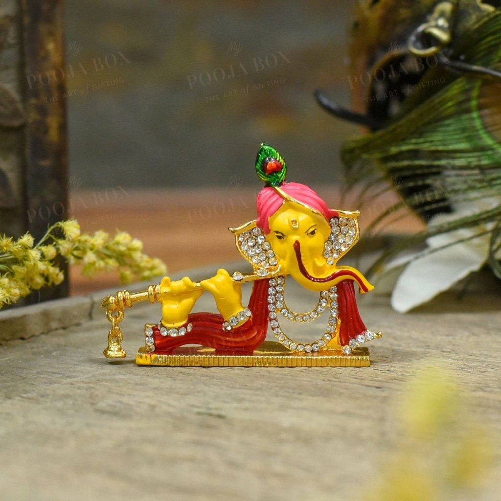 Silver Studded Ganesh Dashboard Idol Idol