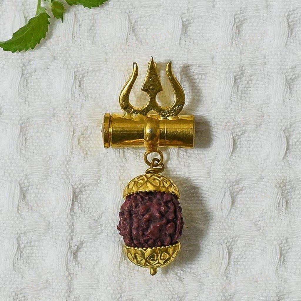 Spiritual Trishul Five Faces Rudraksha Pendant