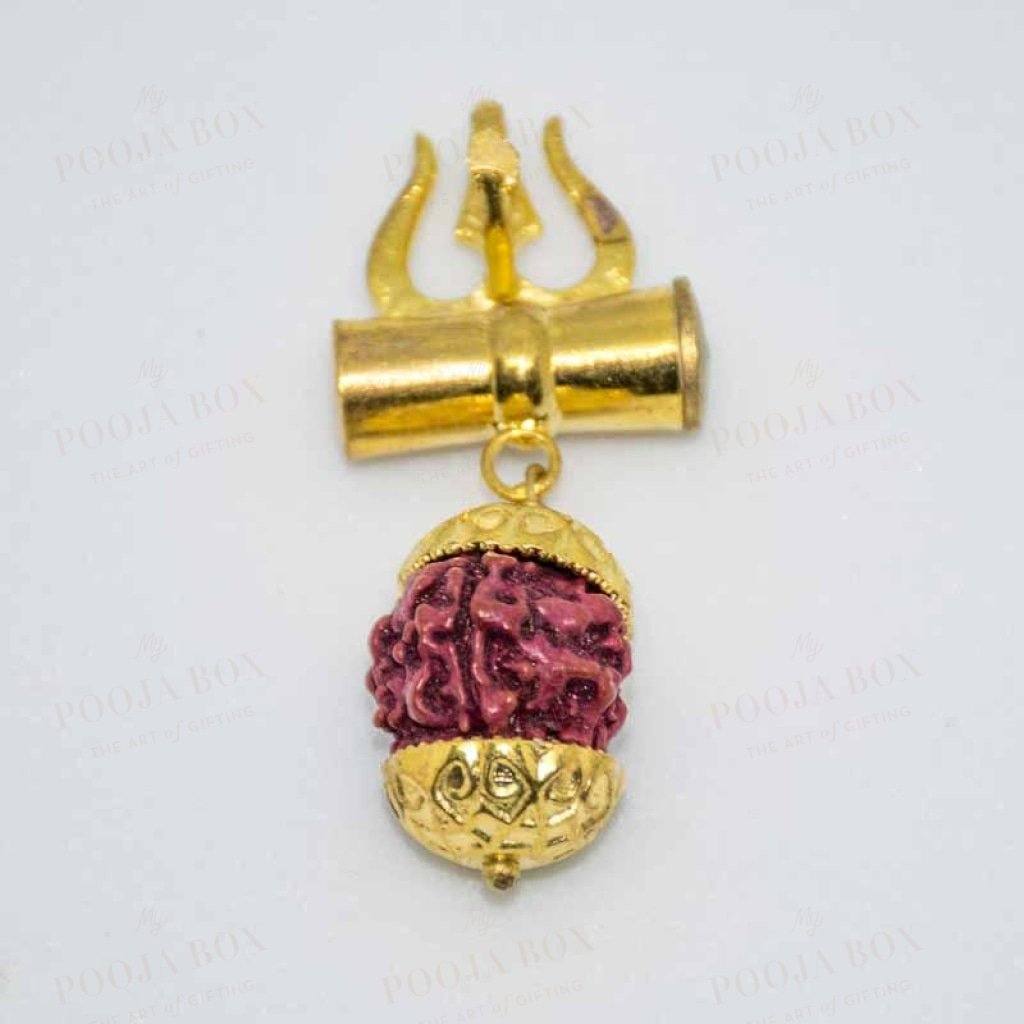 Spiritual Trishul Five Faces Rudraksha Pendant