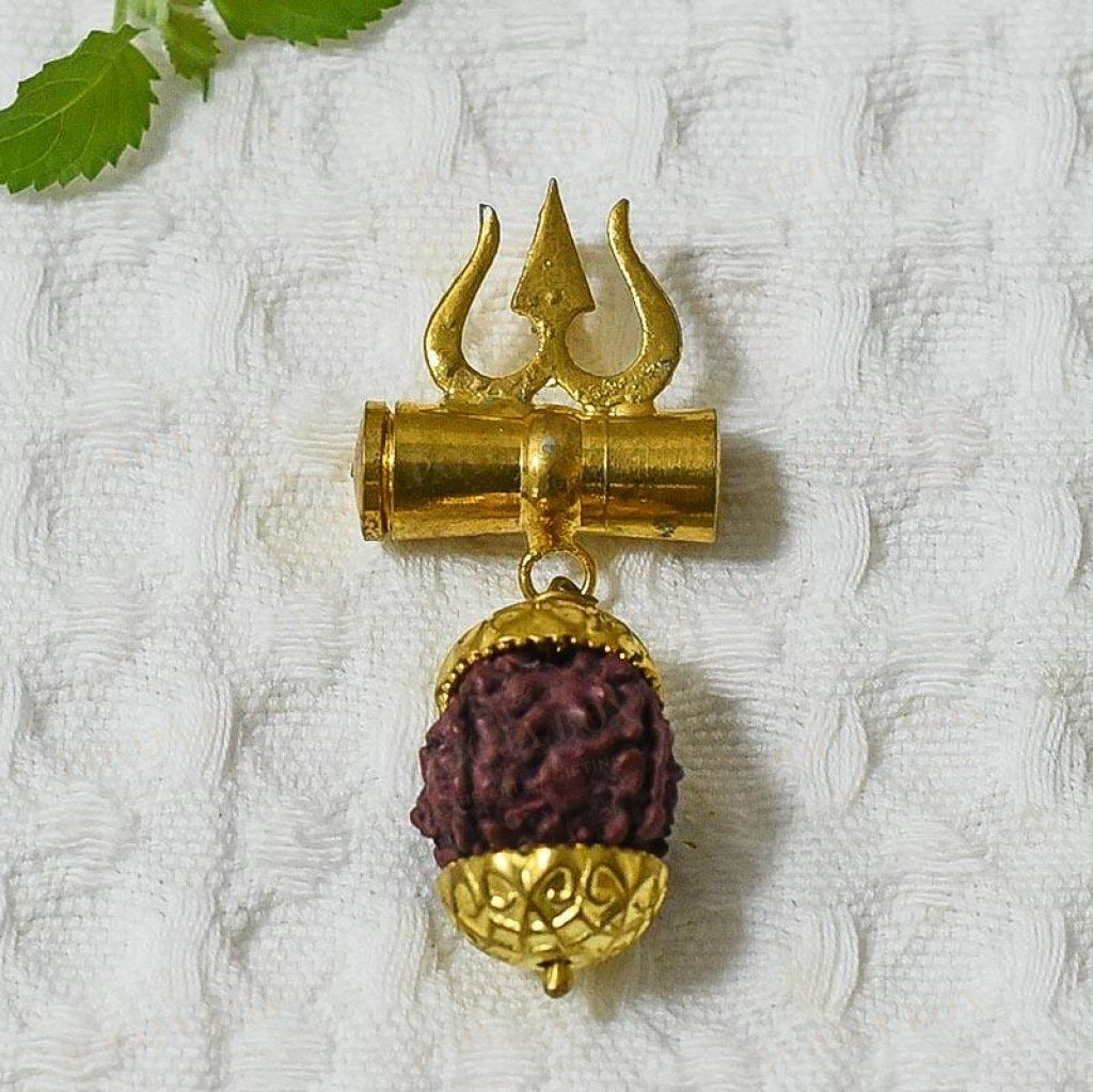 Spiritual Trishul Five Faces Rudraksha Pendant
