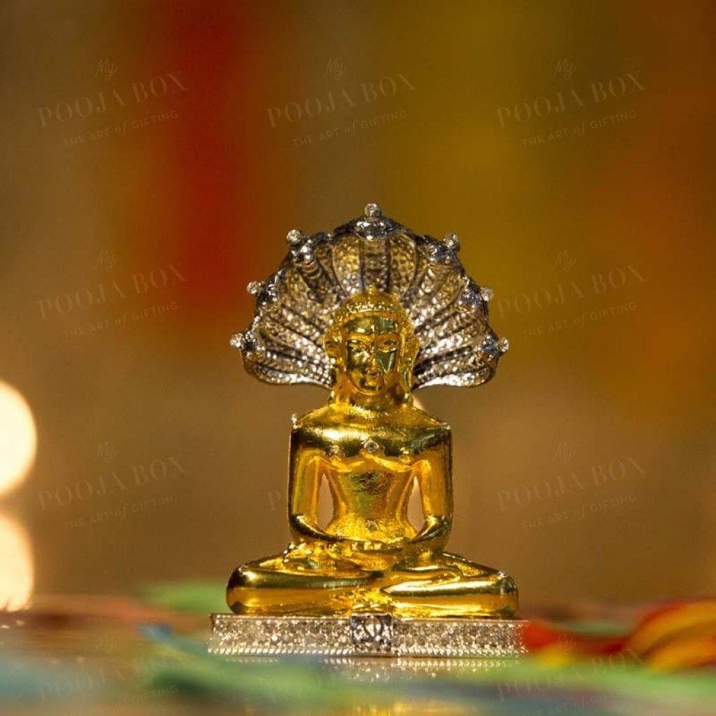 Stone Studded Parshwanath Metal Idol Idols