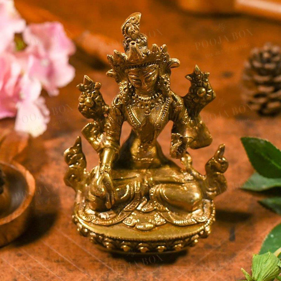 Studded Brass Tara Statue Idol