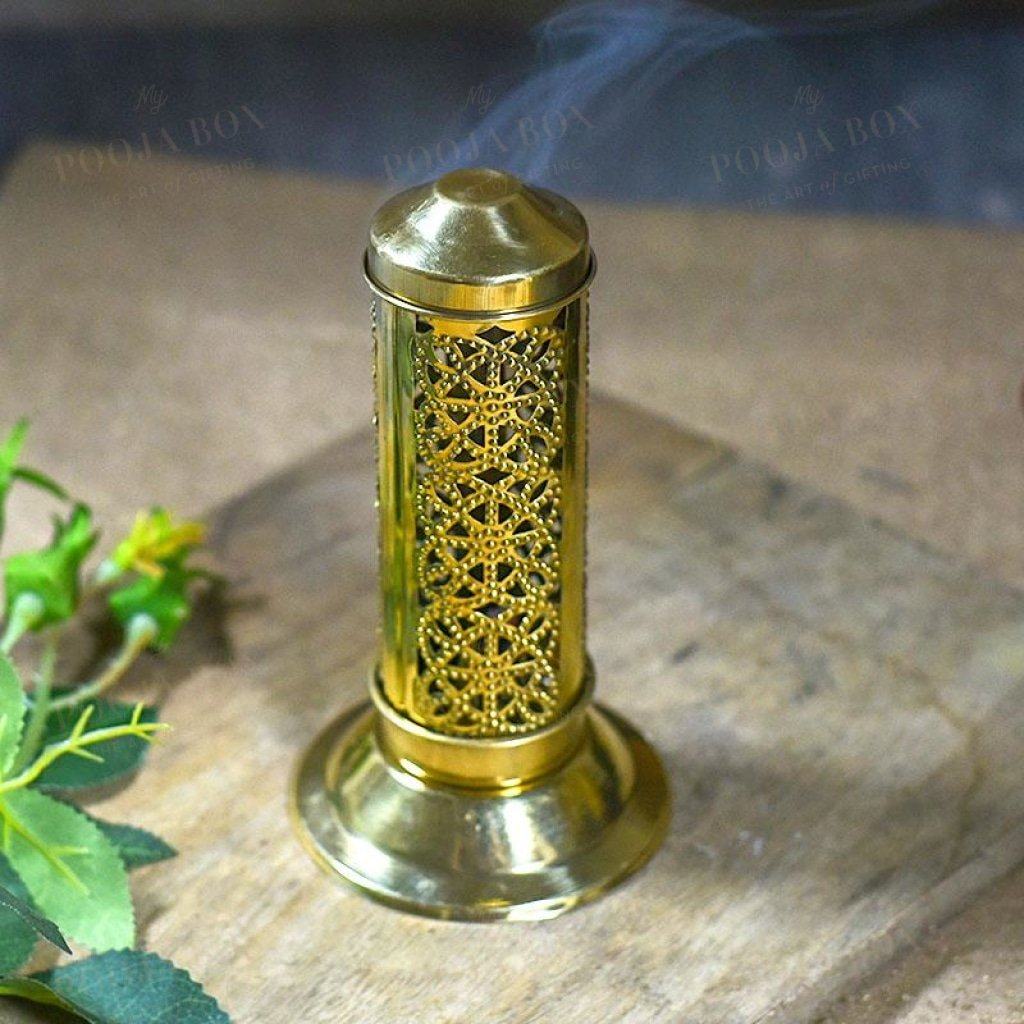 Stunning Brass Incense Holder With Latticework
