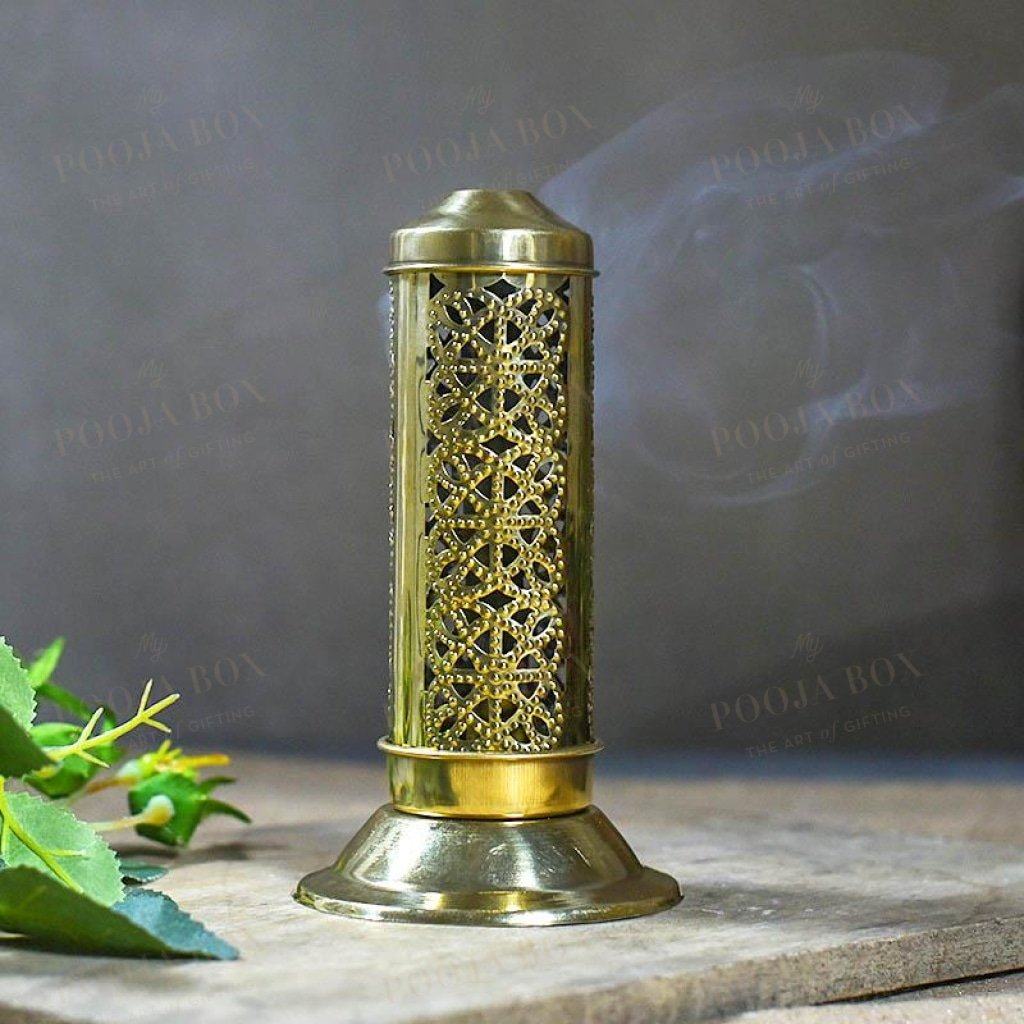 Stunning Brass Incense Holder With Latticework