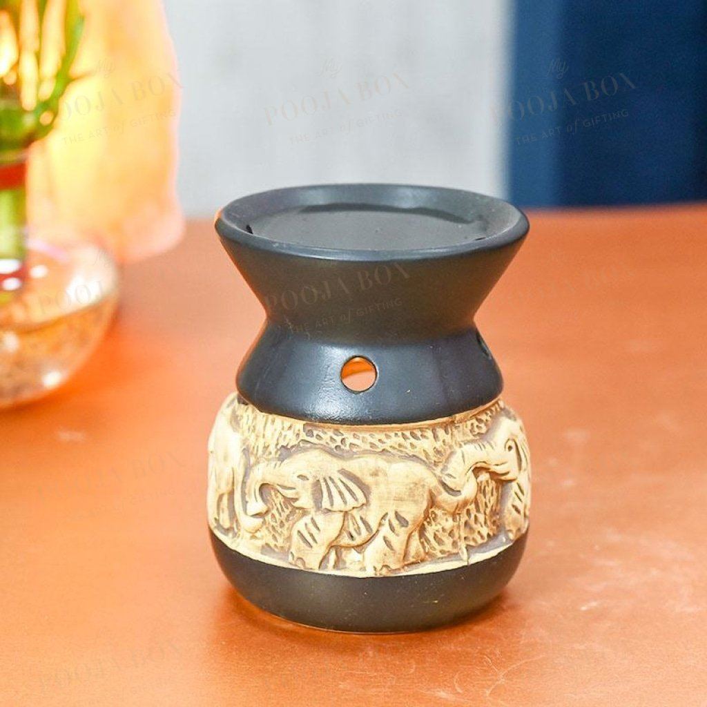 Stunning Handmade Elephant Engraved Aroma Diffuser Tealight Holder Diffusor