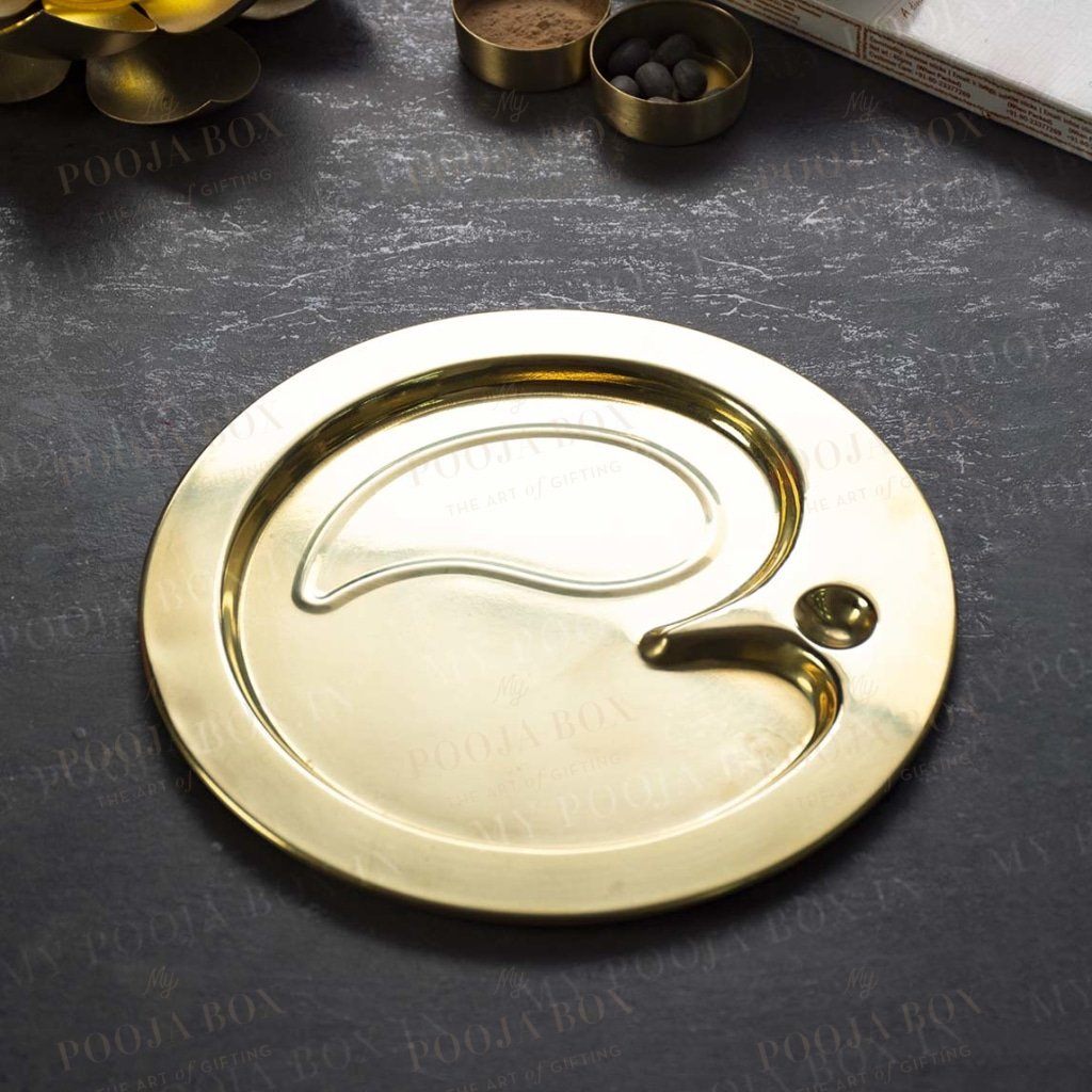 Traditional Brass Om Pooja Thali Items