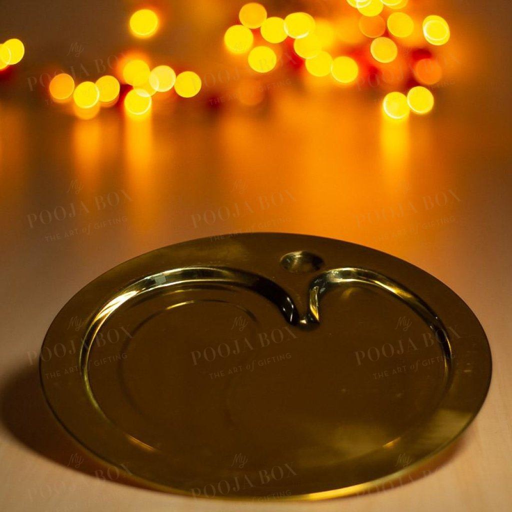 Traditional Brass Om Pooja Thali Items