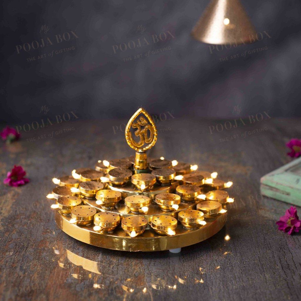 Traditional Om Layered Led Deep Thali Diya