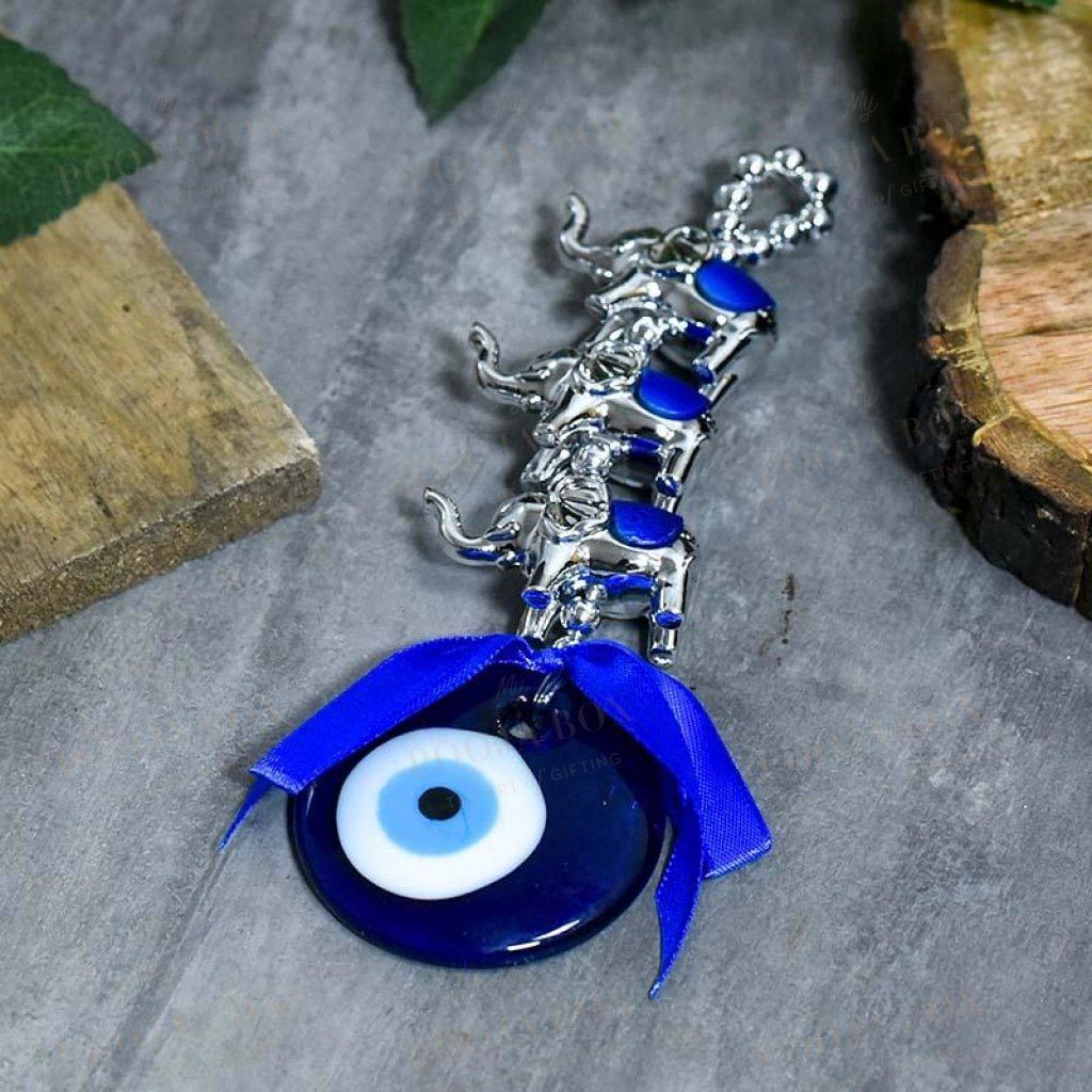 Turkish Evil Eye & Elephants Wall Hanging Protection Amulet Feng Shui