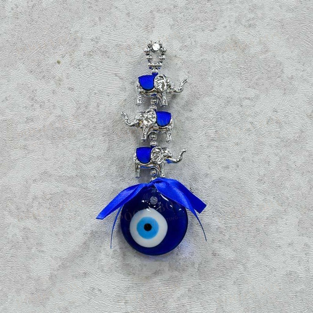 Turkish Evil Eye & Elephants Wall Hanging Protection Amulet Feng Shui