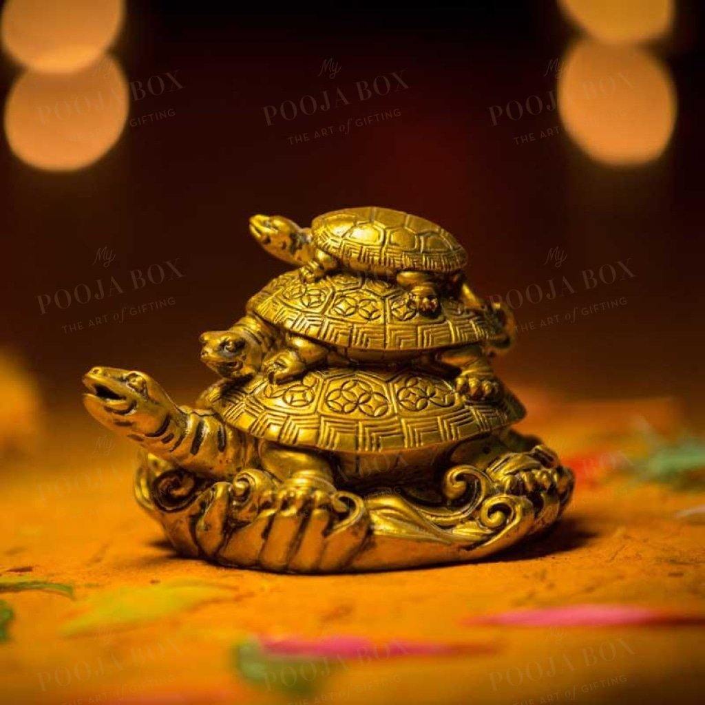 Vastu Feng Shui Three Tiered Clay Tortoise For Longevity And Good Luck