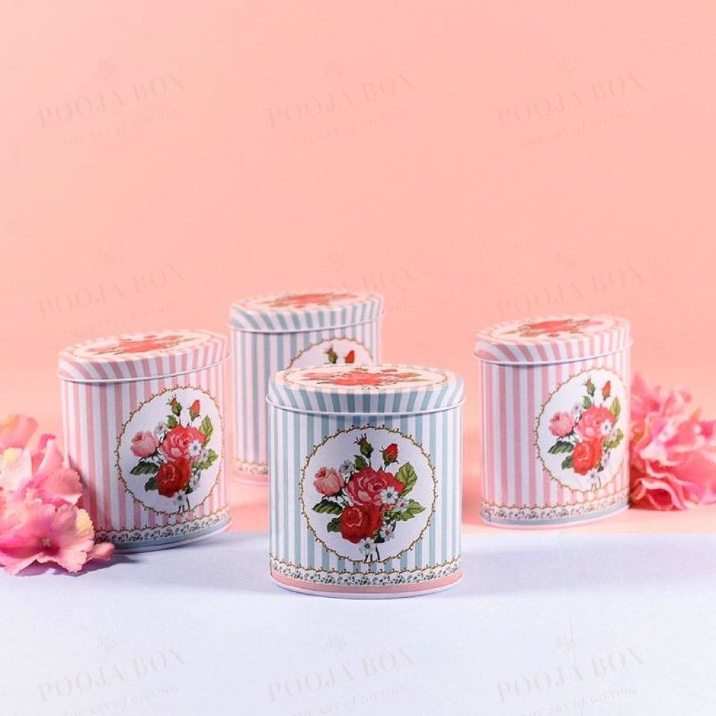 Vintage Tin Box Set Of 4 Crockery