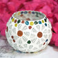 White Ceramic Mosaic Work Tealight Candle Holder