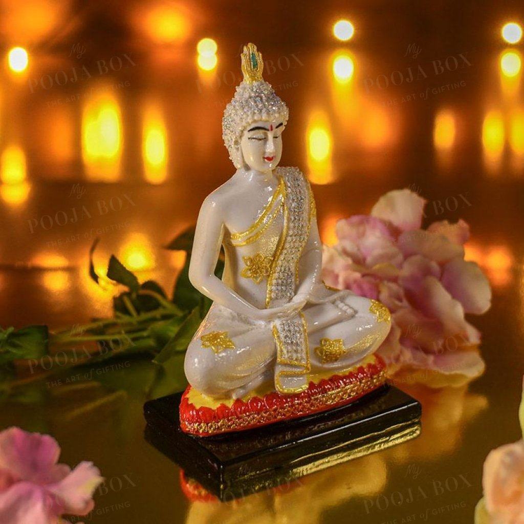 White Marble Dust Buddha Idol