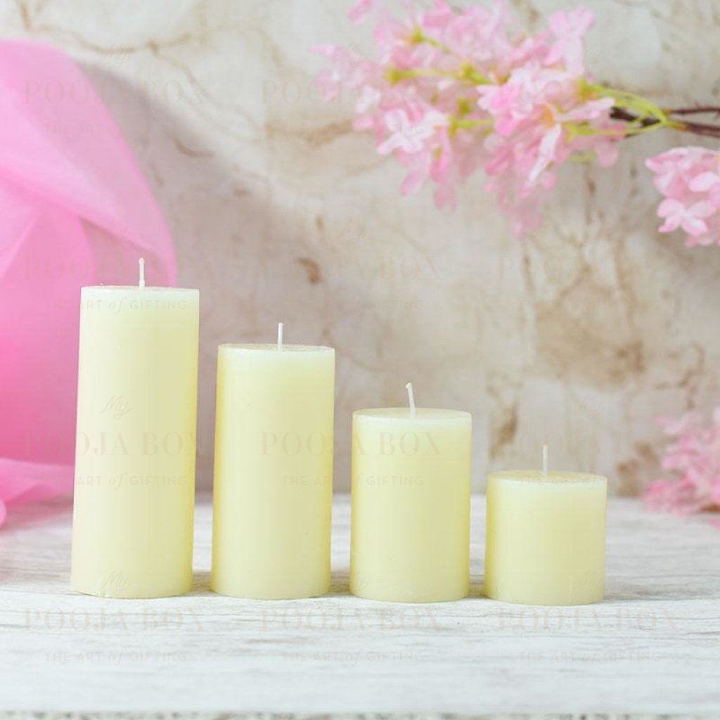 White Pearl Lustre Candle Set Of 4