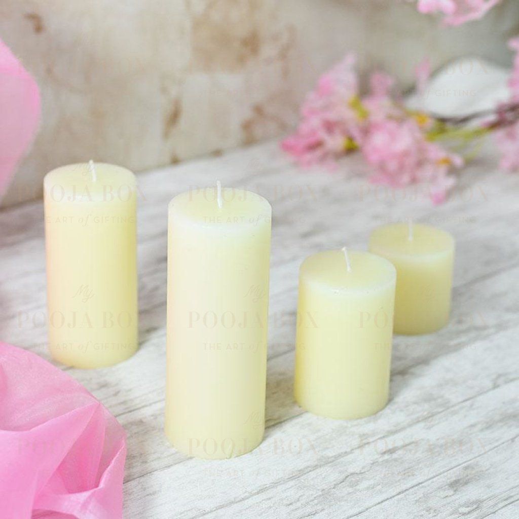 White Pearl Lustre Candle Set Of 4