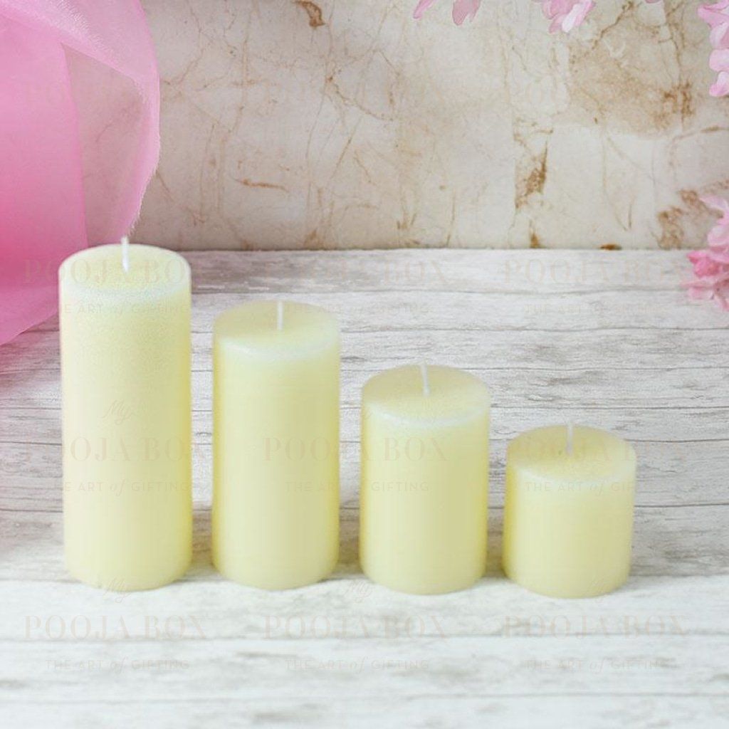 White Pearl Lustre Candle Set Of 4